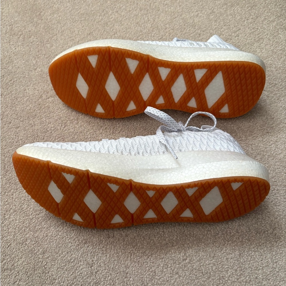 NOBULL White Knit Athletic Shoes with Tan Toe Accents - Picture 3 of 4